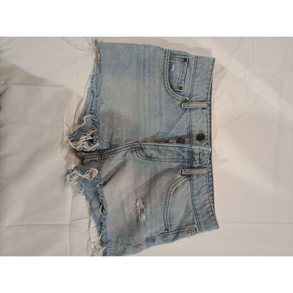RSQ Women's Light Wash Distressed Boyfriend Cut Off Shorts Mid Rise 1/25